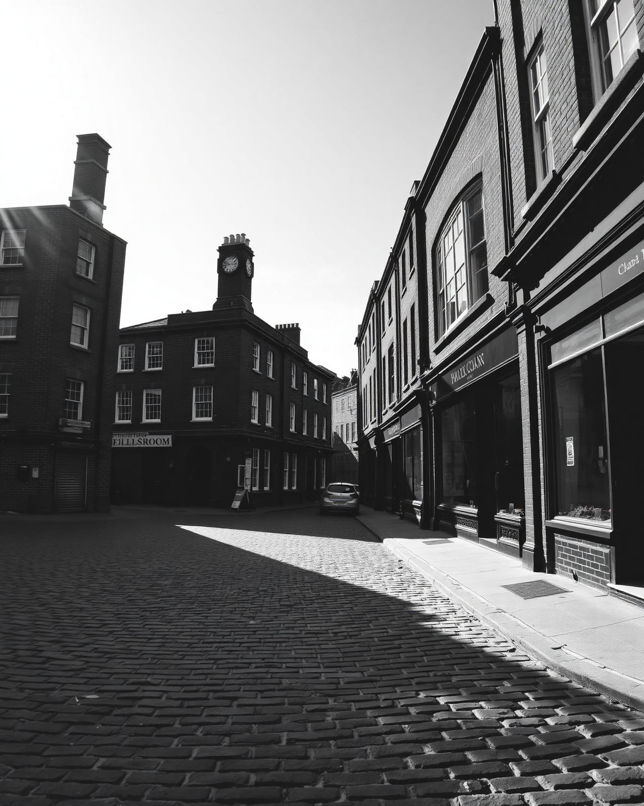 Birmingham Jewellery Quarter street with red brick architecture